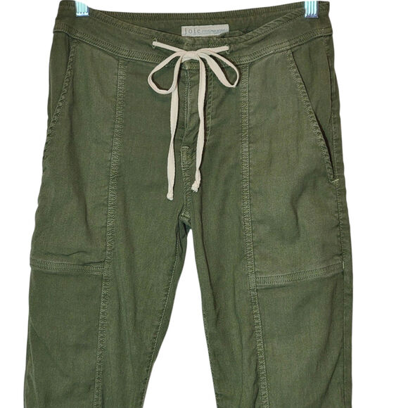 Joie Maja Green Utility Cargo Jogger Pant Ankle Cropped Linen Blend Casual 23 - Picture 3 of 16
